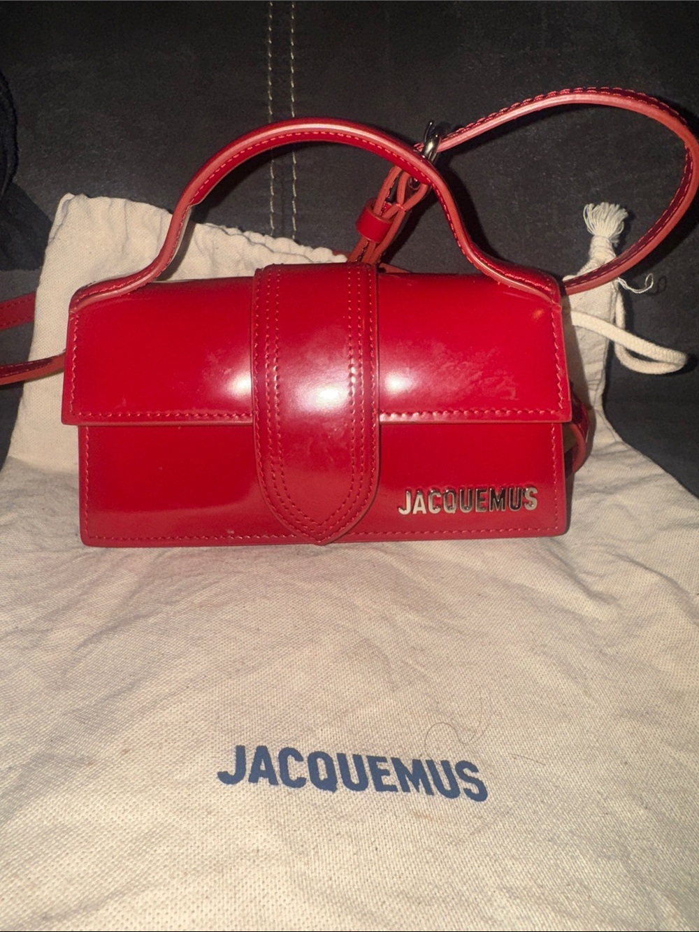 Jacquemus Red Patent Leather Mini Top-Handle Bag